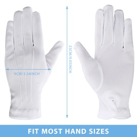 Yolev Parade Gloves White Cotton Formal Tuxedo Costume Honor Guard Gloves with Snap Cuff Gloves Dress Gloves for Man Police Formal Tuxedo Guard Parade Costume