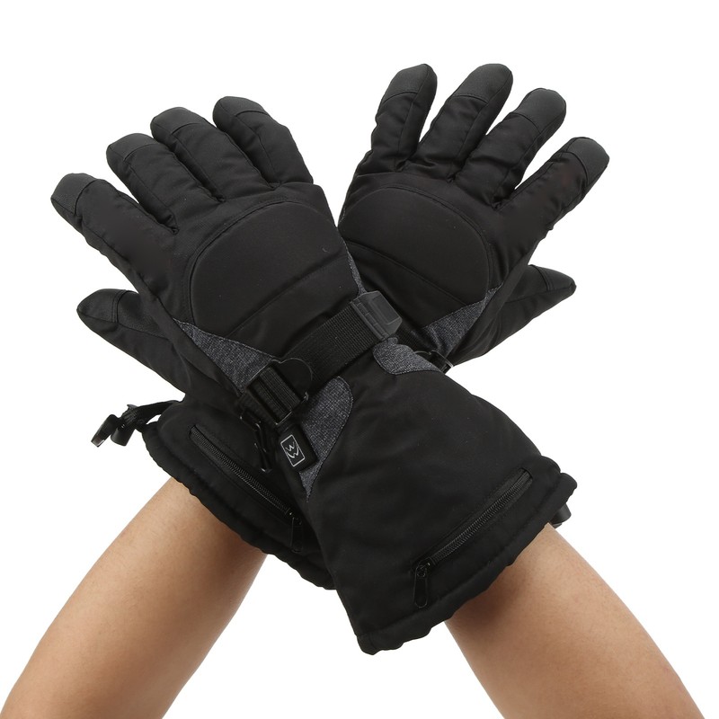 One Pair Heated Gloves Unisex Black XL 3 Gears Temperature