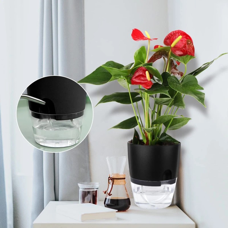 Vanavazon 6 Inch Self Watering Planter Pots for Indoor Plants