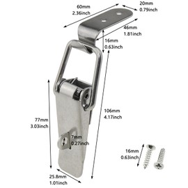 LUORNG 4PCS 106mm Length Stainless Steel 90 Degree Right Angle Toggle Latch Toolbox Anti Theft Lock Silver Closet Case Box Barn Box Anti Theft Lock Latch Suitable for Storage Cabinet Truck Trunks