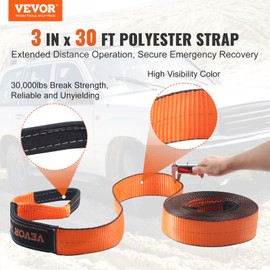 VEVOR Off-Road Recovery Kit, 3" x 30' Tow Straps Heavy Duty with Hooks 30,000 lbs Capacity Winch Tow Strap Kit, 44,092 lbs D-Ring Shackles, Shackle Receiver Storage Bag for ATV Jeep UTV Vehicle Truck