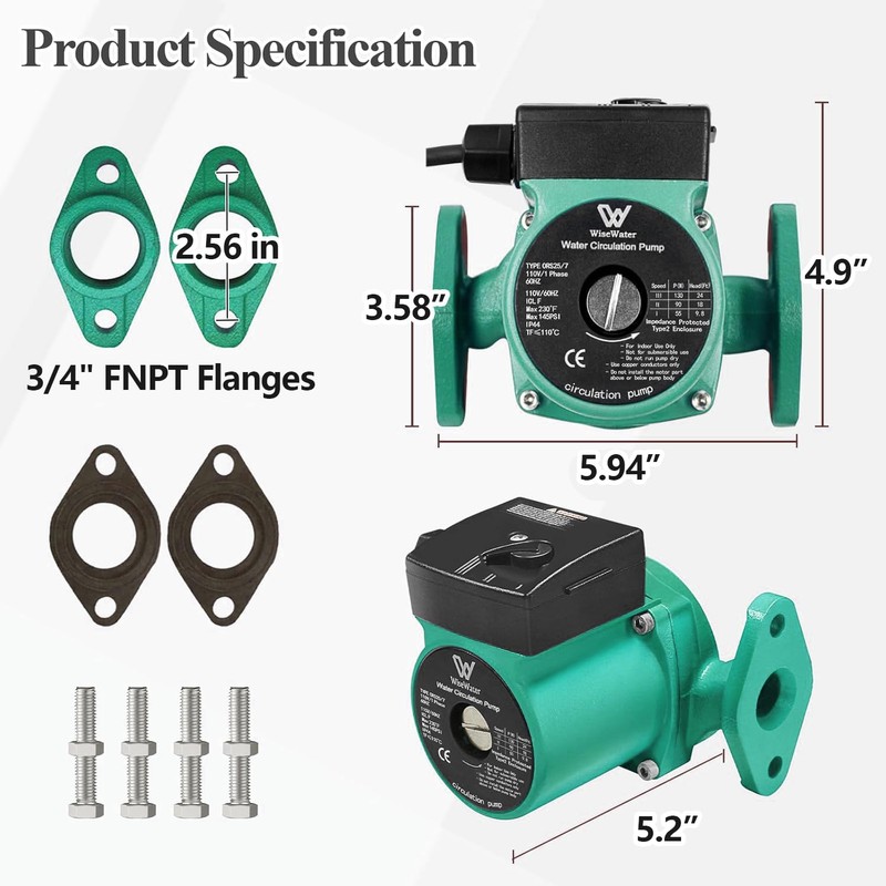 AB 110V Circulation Pump, 130W 13 GPM Hot Water Recirculating