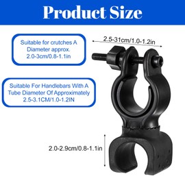 12PCS Universal Walking Stick Holders, Walking Stick Holders for Mobility Scooter Accessories, Wheelchair Cane Holder, Walking Cane Accessories (Black)