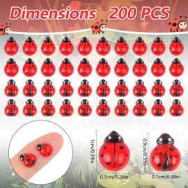 EVERMARKET 200 PCS Tiny Resin Ladybugs for Crafts Mini Ladybugs Dollhouse Miniatures Mini Animals for Car Fairy Garden Micro Landscaping Plant Nail Decoration (Ladybug)