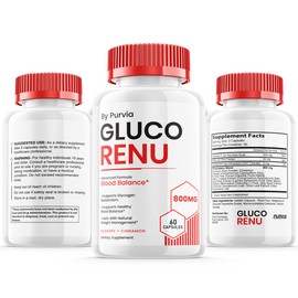 Purvia (3 Pack) Gluco Renu Capsules for Overall Blood Health Support Formula Supplement