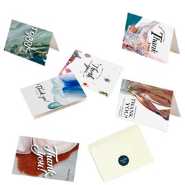 Gcardist Water Ripple Thank You Cards Greeting Gift Cards for Handwritten Messages 4x6 Inch 6 Design Birthday Thank You Notes (24pcs Cards+24pcs Envelopes)