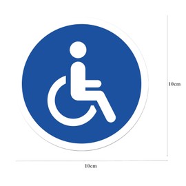 Luimode Wheelchair User Sticker, Car Sticker, Diameter 10 cm, Disabled Sign, Wheelchair User, Toilet Door Sticker with UV Protection for Outdoor Use, Indoor Use, Prohibited Sign, Pack of 5