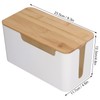 Small Cable Management Box with Wooden Lid TV Wires Routers