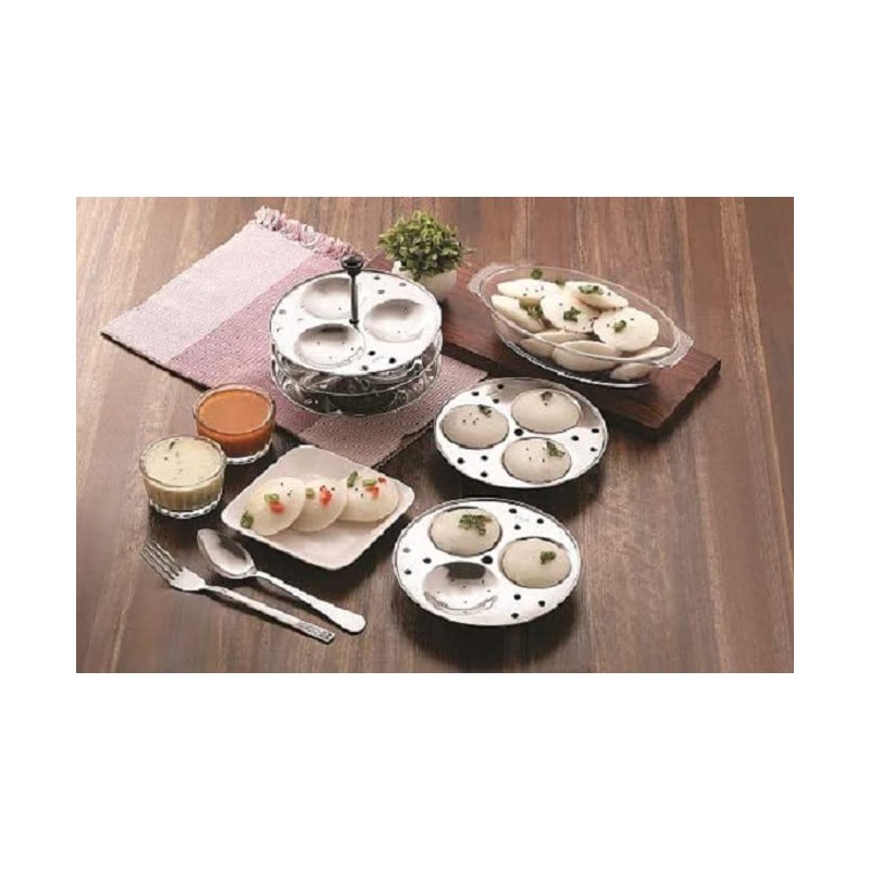 Indian Idli 4 Plates Stainless Steel Idli Stand (12 idly