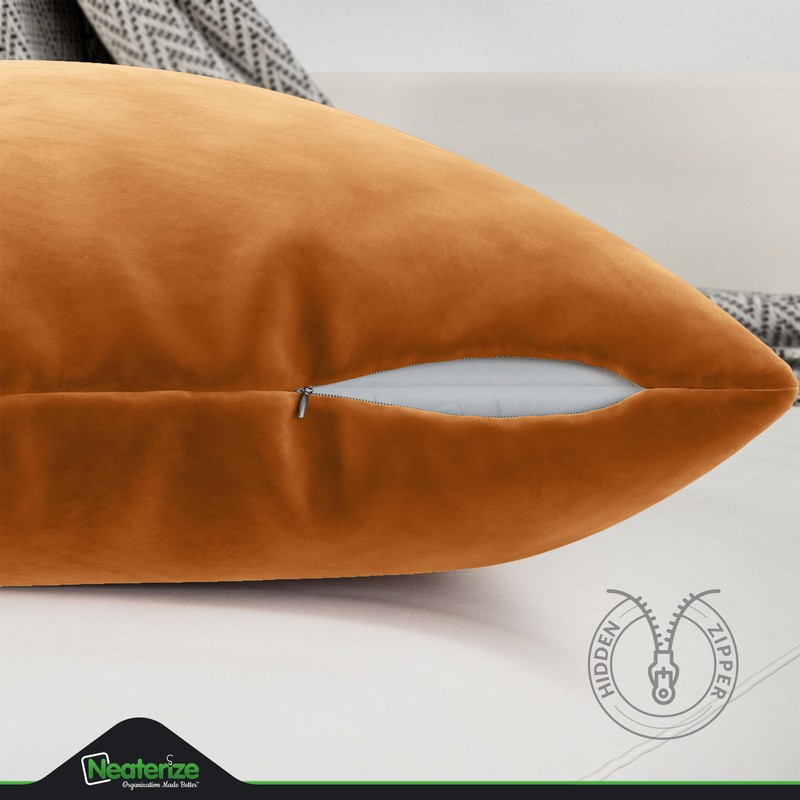 NEATERIZE Throw Pillow Covers 20x20 Burnt Orange - Fall Decor