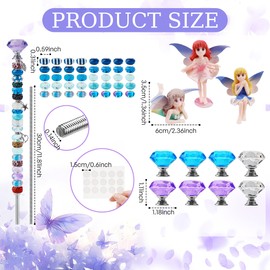 200+ Pcs Beaded Garden Stakes, DIY Fairy Wand Garden Stake Beads Kits with 160 Colorful Round Large Hole Beads with 8 Crystal Stopper Top, 8 Threaded Rod and 3 Garden Fairy for Outdoor Decoration