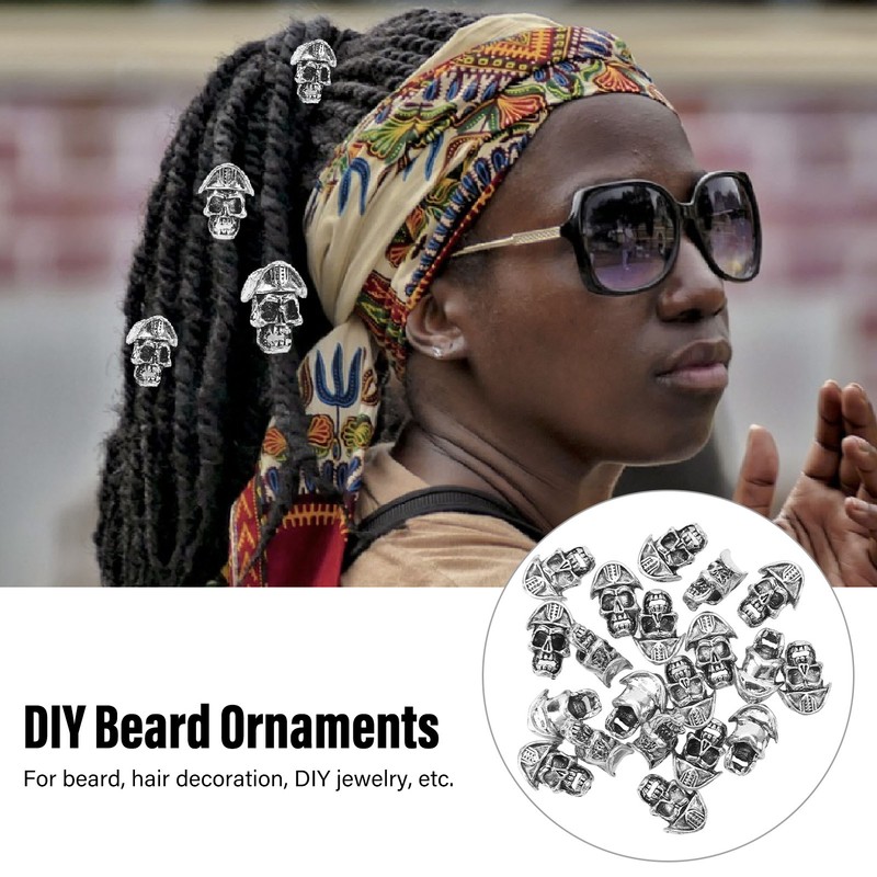 20PCS Beard Beads with Holes Dreadlock Ornaments DIY Vikings Beard