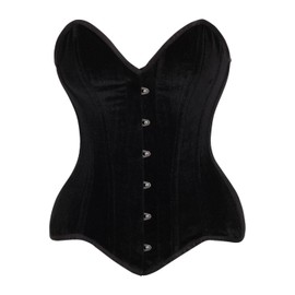Top Drawer Black Velvet Steel Boned Overbust Corset (Small)