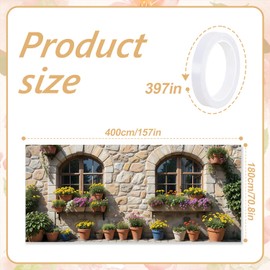 13x6ft Charming Cottage Garden Garage Door Flag, Potted Flowers and Stone Wall Decorative flag - Rustic European Style Home Exterior Decoration