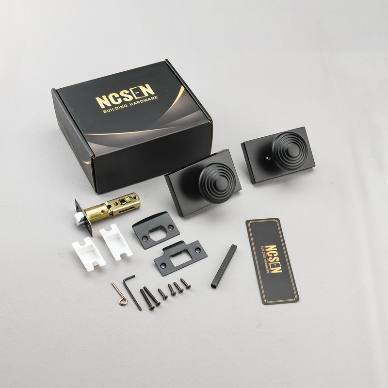 NCSEN Black Door Knobs Interior for Bath & Bed, UFO