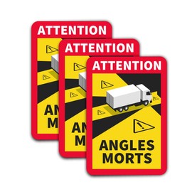 GOYAPRINT Blind Spot Stickers 3 x Warning Angles Morts Duty in France for Heavy Goods Vehicles (Camion3)