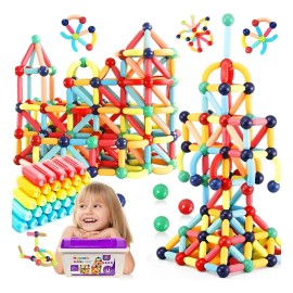 Bloques Construcción Magnéticos Para Niños 64pc- Juguetes 3D Ninos Imanes,hervibles,juego bloques ninos,con Caja De Almacenamiento