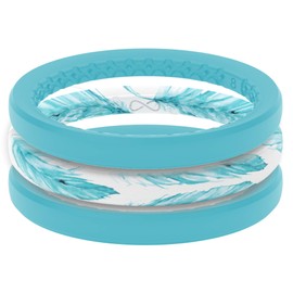 Stackable Feather Silicone Ring by Groove Life - Breathable Rubber Wedding Rings for Women, Lifetime Coverage, Unique Design, Comfort Fit Ring - Size 5