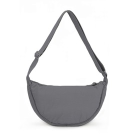 Fecialy Half Moon Crossbody Bag for Women Men Hobo Nylon Shoulder Bag Dumpling Bag Casual Travel Sling Bag, gray, 风格