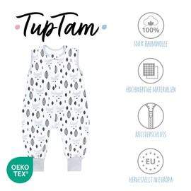 TupTam Baby Summer Sleeping Bag with Feet, Lightweight Sleeping Bag Baby Summer 0.5 Tog, Oeko-Tex, Foxes grey