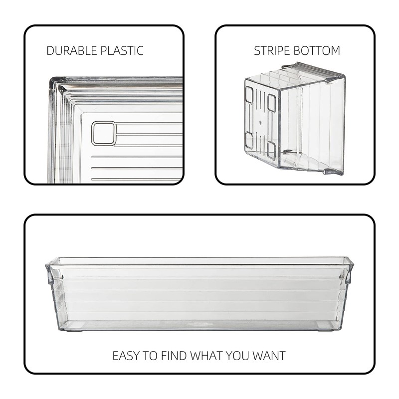Backerysupply Clear Plastic Drawer Organizer Tray for Vanity Cabinet (Set