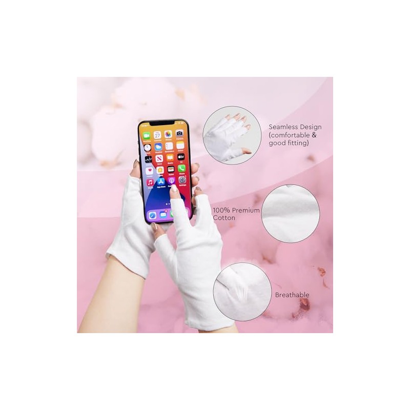 4 pares de guantes de algodón blanco, diseño sin dedos,