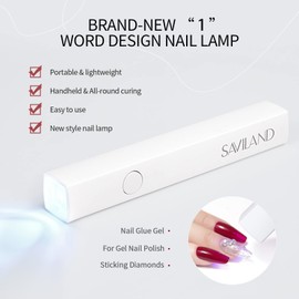 SAVILAND Luz U V para uñas, lámpara U V de mano para uñas de gel, lámpara LED de uñas, mini secador de uñas portátil para curar esmalte de gel, pegamento de uñas, gel USB, linterna de arte de uñas para manicura en casa