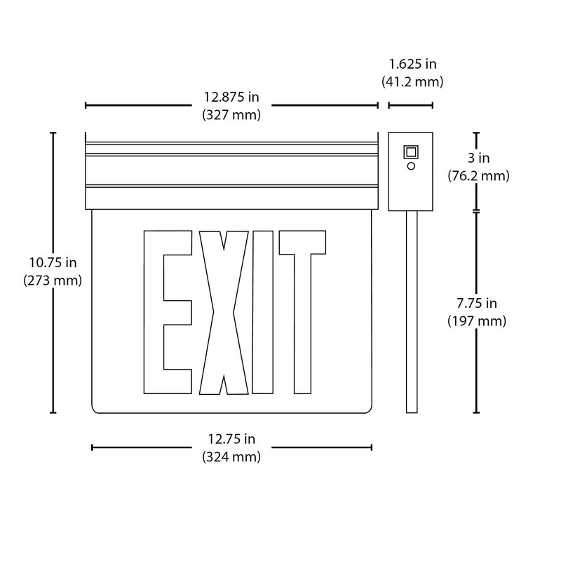 NICOR Lighting LED Emergency Exit Sign, Mirrored with Green Lettering
