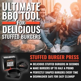 Grillaholics Prensa para Hamburguesas Rellenas - Garantía Extendida - Molde de Hamburguesas para Asar - Accesorios para Parrilla