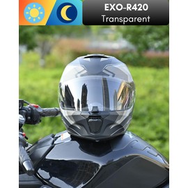 Logto Replacement Motorcycle Helmet Visor Shield for R420 Visor Wearproof Windproof Sun Protection Helmet Accessories (Transparent)