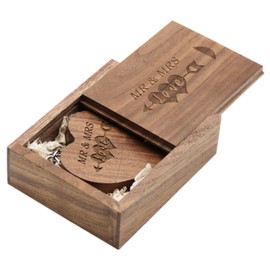 LXSINO 64GB Wooden USB Flash Drive with Laser Engraved Mr & Mrs Design - 64GB Heart Shape Wooden USB Flash Drive USB Flash Drive USB Flash Drive USB Flash Drive with Box for Wedding