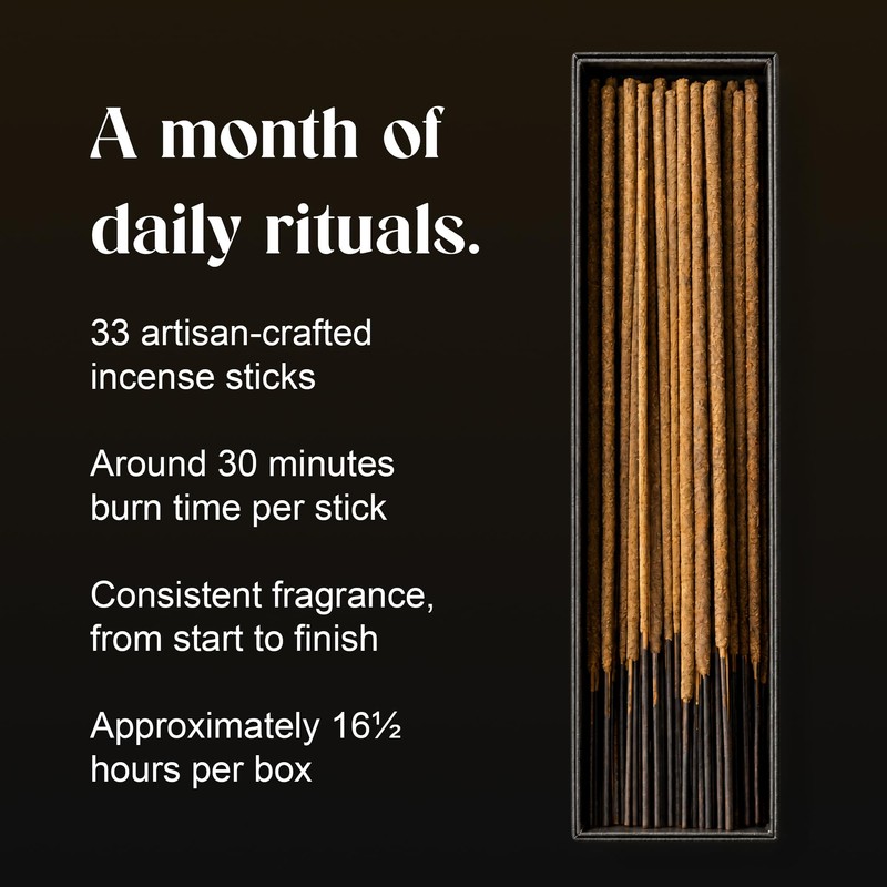 Dhrya Black Oud Incense Sticks with Rosewood Incense Holder, 33