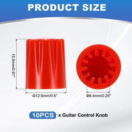 sourcing map 10pcs Red Guitar Effect Pedal Knob, 5/8" Plastic Insert Electric Guitar Knobs for Amplifier Guitar Bass Volume Control