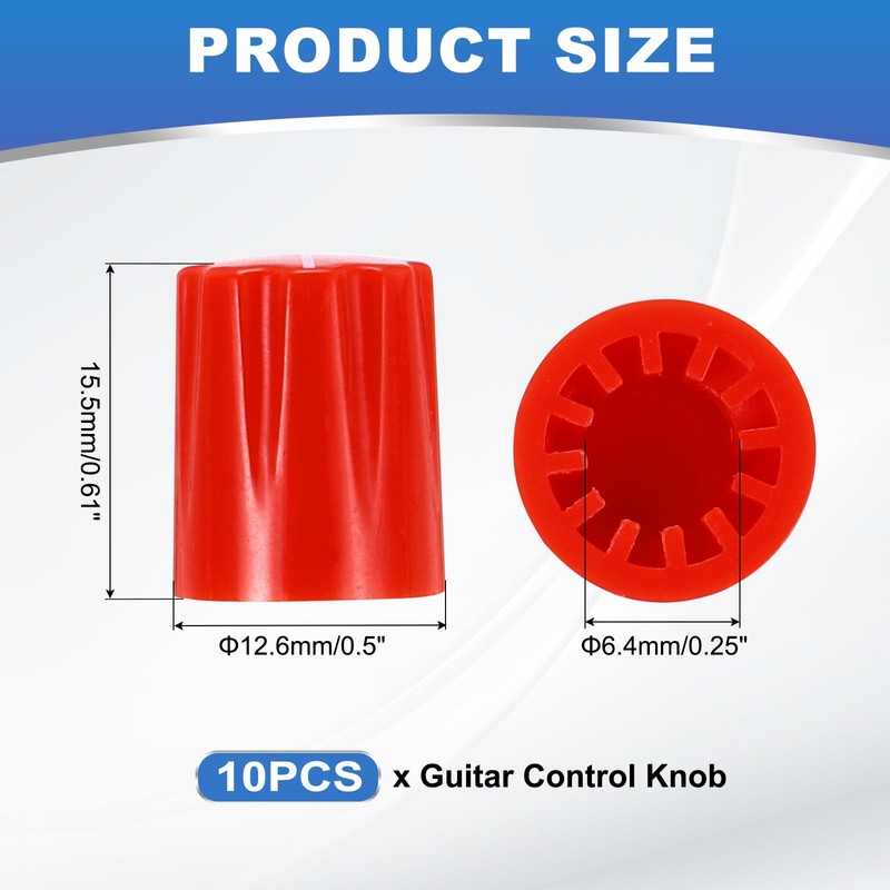 sourcing map 10pcs Red Guitar Effect Pedal Knob, 5/8" Plastic