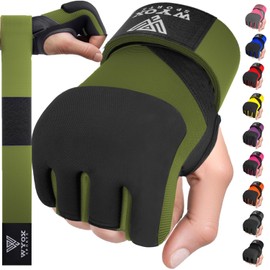 WYOX Gel Boxing Hand Wraps Inner Gloves for Men & Women, 80cm Quick Wrist Straps, Padded Knuckle Protection for Muay Thai Kickboxing, Hand Wraps for Boxing & Martial Arts (Army Green, S/M)