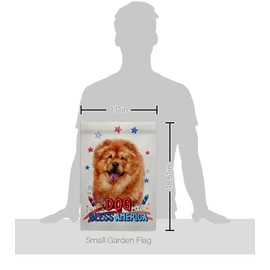 Breeze Decor Patriotic Chow Garden Flag Set with Stand Dog Puppy Spoiled Paw Canine Fur Pet Nature Farm Animal Creature House Decoration Banner Small Yard Gift Double-Sided, Made in USA