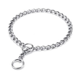 Mogoko Stainless Steel Dog Choke Chain Collar, Puppy Metal P Chain Slip Collar Pet Training Walking Choker(3.5mm;22.0 Inch)