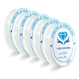 CREATISMO Pack of 5 clear elastic bracelet string for bracelet making 100m (0.5mm x 20m x 5 Spool), clear bracelet elastic for bracelet making string, bracelet elastic string for bracelets