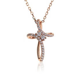 AMY O Cross Pendant Necklace for Women, Girls - Rose Gold