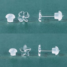 AoedeJ 6 Pairs Clear Earrings for School Plastic Earrings Hypoallergenic Earrings Invisible Earrings Clear Studs Plastic Earrings for Sensitive Ears (Style 4)