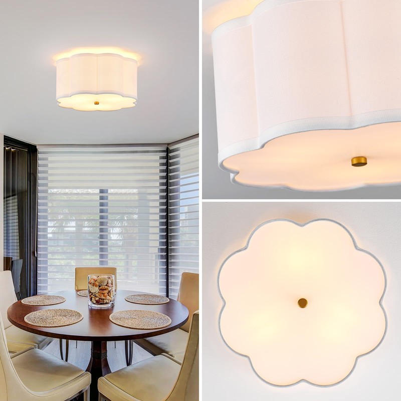 Widluth Modern Drum Semi Flush Mount 3-Light Gold Ceiling Lighting