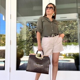 Womens Handbag Top Handle Shoulder Bag Tote Satchel Purse Work Bag with Matching Wallet (2-Croco Coffee) Large