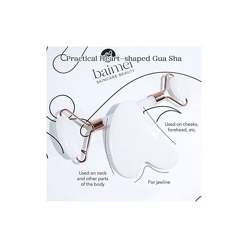 Baimei Rodillo De Jade Y Gua Sha Para Masaje Facial