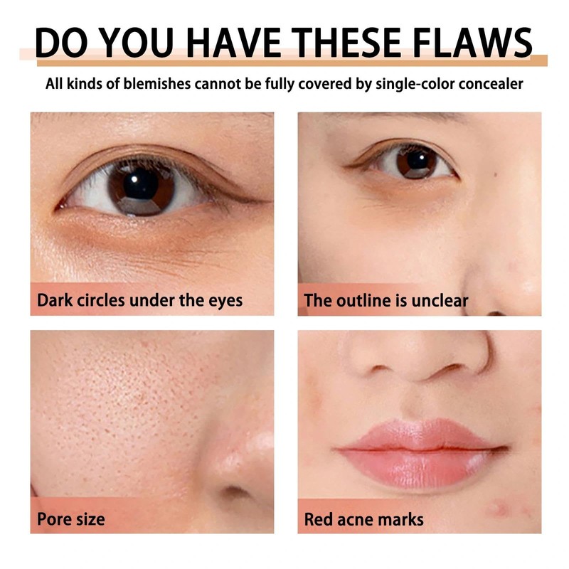 6-in-1 Face Palette - Full Coverage,Colour Correcting, Creamy Blendable Colour