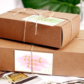 Thank You Cards with Envelopes, Thank You Card, Blank Card, Gold Foil, Watercolour Style, Thank You Cards for Wedding, Birthdays, Graduation, Business, Pack of 12