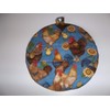 Quilted Pot Holders Hot Pads Roosters Chickens on Demim Blue