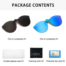 YAMEIZE Sunglasses Clip Frameless Flip Up Sunglasses Men and Women Polarised Lens Suitable for Outdoor Use, Black and ice blue