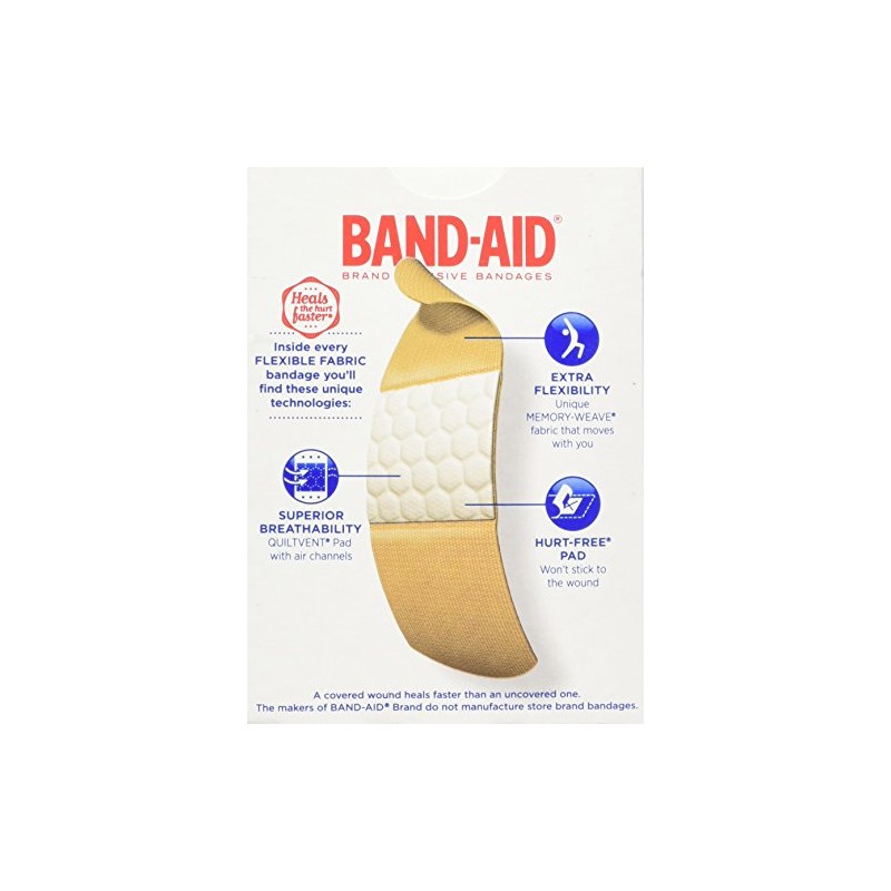 BAND-AID® Brand Flexible Fabric Bandages Assorted Sizes, 30 Count