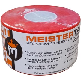 Meister 15Yd x 1.5" Premium Athletic Trainer's Tape for Sports and Medical (50% Longer) - Red - 32 Rolls