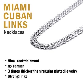 Men's Chain Necklace 18 inch 6MM 316L Stainless Steel Cuban Link Neck Chain Mens Gifts